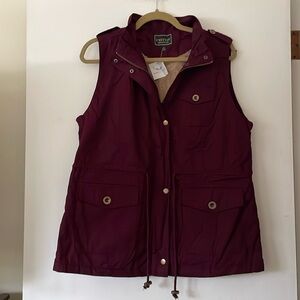 NWT C’est Toi Faux Fur Lined Maroon Utility Vest Women’s Large